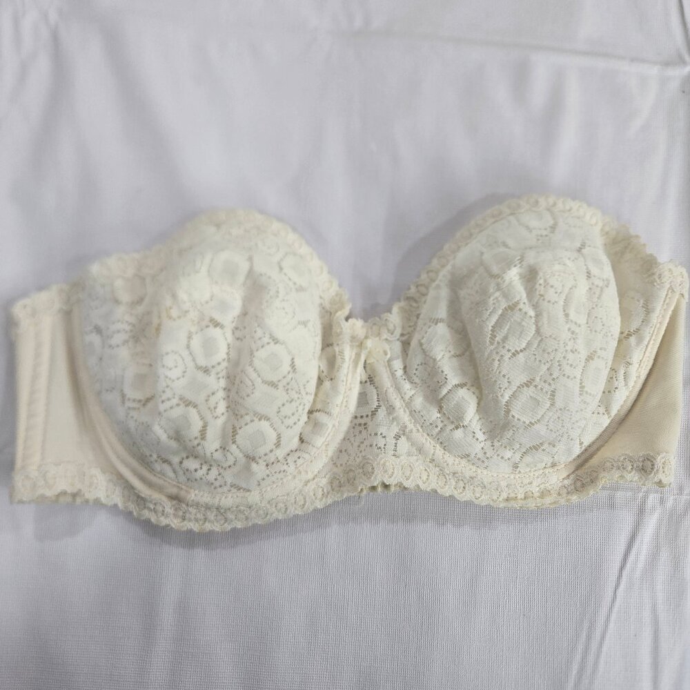 Vintage Wonderbra 1325 White Lace Strapless Bra Size 36C